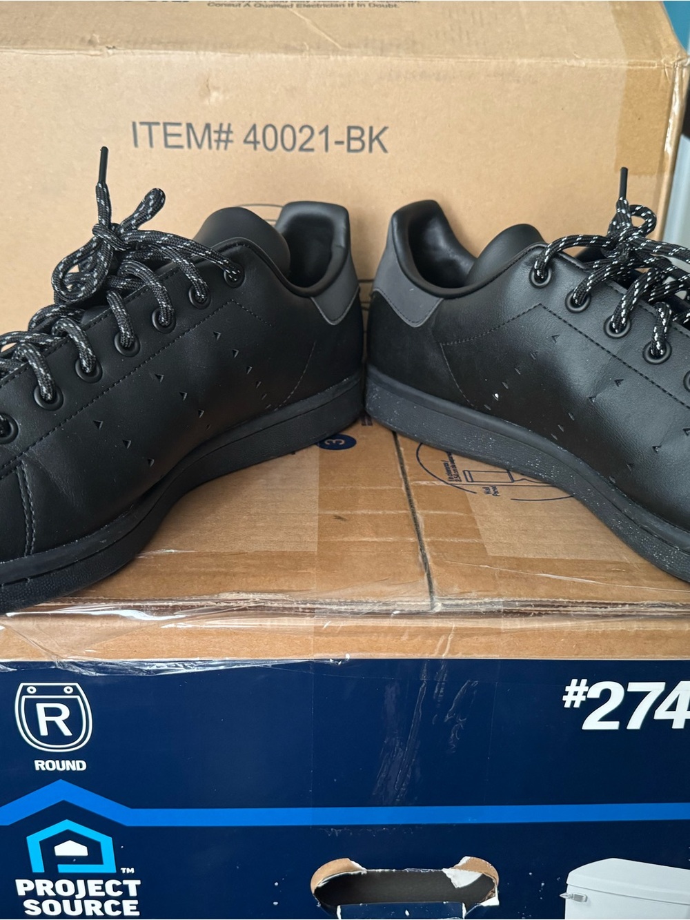 adidas Pharrell x Stan Smith HU All-Black Low-Top Leather Sneakers - Picture 6 of 6